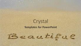  Presentation with paradise island - PPT theme having concept or conceptual hand made or handwritten text in sand on a beach in an exotic island as metaphor to summer ocean sea travel vacation tourism tropical coast message resort paradise sunny or water background and a coral colored foreground
