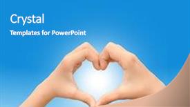  Presentation with romance - Presentation theme featuring concept or conceptual heart shape or symbol made of human or woman and man hand over a blue sky at sunset background metaphor to love valentine romantic couple wedding romance summer or sunrise background and a teal colored foreground