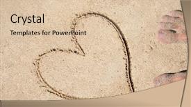  Presentation with sand heart - Slide set consisting of hand scratching legs - concept or conceptual heart shape background and a lemonade colored foreground