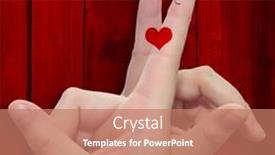  Presentation with family valentine - PPT layouts enhanced with concept or conceptual human or female hands with two fingers painted with a red heart over a old vintage wood background for valentine romantic love couple young family or wedding background and a coral colored foreground