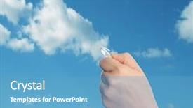  Presentation with internet communication - Slide set featuring concept or conceptual human or man hand holding a internet or data cable in clouds over the blue sky as a metaphor for plug connection technology share network mobility connectivity or communication background and a teal colored foreground