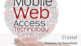  Presentation with web services - Amazing PPT layouts having concept or conceptual mobile web portable multimedia technology circle word cloud in hand isolated on background metaphor to access future app lifestyle communication social tool online services backdrop and a sky blue colored foreground