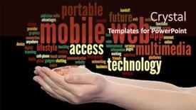  Presentation with web services - Beautiful presentation theme featuring concept-or-conceptual-mobile-web backdrop and a wine colored foreground