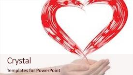  Presentation with education love - Cool new presentation theme with concept or conceptual painted red heart shape love symbol made by happy child at school held in human man or woman hand isolated on background metaphor to valentine romantic education art feeling backdrop and a lemonade colored foreground