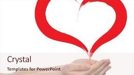  Presentation with heart education - Colorful presentation theme enhanced with concept or conceptual painted red heart shape love symbol made by happy child at school held in human man or woman hand isolated on background metaphor to valentine romantic education art feeling backdrop and a lemonade colored foreground