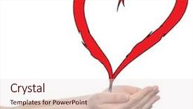  Presentation with education love - PPT theme consisting of conceptual painted red heart background and a lemonade colored foreground