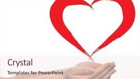  Presentation with heart education - PPT layouts featuring concept or conceptual painted red heart shape love symbol made by happy child at school held in human man or woman hand isolated on background metaphor to valentine romantic education art feeling background and a sky blue colored foreground