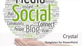  Presentation with community - Presentation design consisting of concept or conceptual social media marketing or communication abstract word cloud in hand isolated on background metaphor to networking community technology advertising global worldwide tagcloud background and a white colored foreground