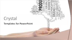  Presentation with business value - Beautiful slide deck featuring concept or conceptual tree word cloud tagcloud in man or woman hand isolated on white background metaphor to business brand trend media focus market value product advertising or corporate backdrop and a white colored foreground