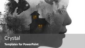  Presentation with employee profile company concept - Presentation having concept-paintography-portrait background and a dark gray colored foreground