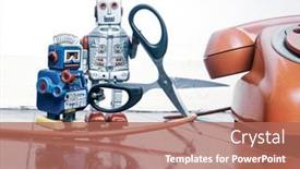  Presentation with cut - Slide set with concept-phone-line-being-cut background and a coral colored foreground