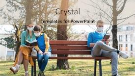  Presentation with social distancing - Presentation design consisting of concept-picture-of-families-torn background and a coral colored foreground