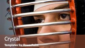  Presentation with women self defense martial arts - Presentation having concept portrait man in kendo background and a tawny brown colored foreground