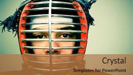  Presentation with martial arts - Amazing slides having concept portrait man in kendo backdrop and a  colored foreground