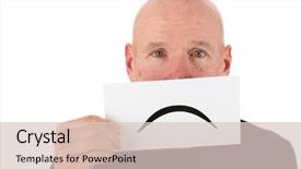  Presentation with sad - Cool new theme with concept sad man with smiley backdrop and a  colored foreground