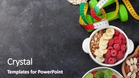  Presentation with healthy food college - Presentation theme featuring concept salad fruits vegetables nut background and a dark gray colored foreground