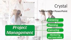  Presentation with project management - Colorful presentation enhanced with concept scheme of project management backdrop and a white colored foreground