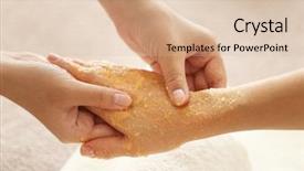  Presentation with spa concept - Beautiful slides featuring concept specialist massaging female hand backdrop and a lemonade colored foreground