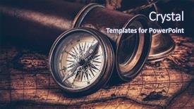 Presentation with vintage world travel - Colorful PPT theme enhanced with travel geography navigation concept still life background - old vintage retro compass with sundial spyglass and rope on ancient world map backdrop and a violet colored foreground