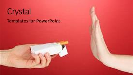  Presentation with stop smoking - Amazing PPT theme having concept stop smoking on red backdrop and a coral colored foreground