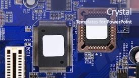  Presentation with circuit board - PPT theme having concept transistors - electronic circuit board close up background and a ocean colored foreground