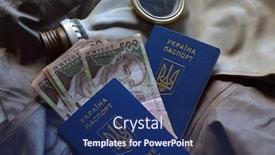  Presentation with passport - Theme consisting of concept-ukrainian-passport-and-gas background and a navy blue colored foreground