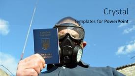  Presentation with passport - Beautiful PPT theme featuring concept-ukrainian-passport-and-gas backdrop and a light blue colored foreground