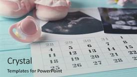  Presentation with baby ultrasound - PPT theme featuring concept ultrasound photo and calendar background and a lemonade colored foreground
