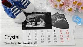  Presentation with baby ultrasound - Beautiful theme featuring concept ultrasound photo and calendar backdrop and a light gray colored foreground