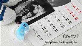 Presentation with baby ultrasound - Beautiful slide deck featuring concept ultrasound photo and calendar backdrop and a light gray colored foreground