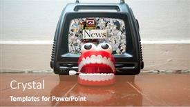  Presentation with fake news - Cool new presentation theme with concept-watching-fake-news backdrop and a coral colored foreground