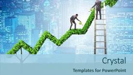  Presentation with footprint - Cool new PPT layouts with economy footprint - businessman in investment concept watering backdrop and a light blue colored foreground