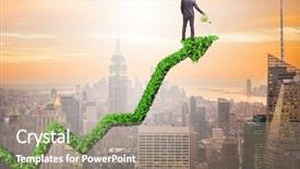  Presentation with investment - Slide deck consisting of economy footprint - businessman in investment concept watering background and a gray colored foreground