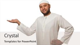  Presentation with human rights concept chained man - Audience pleasing presentation design consisting of concept with arab man isolated backdrop and a  colored foreground