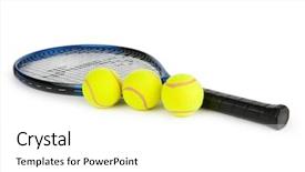  Presentation with tennis - Cool new presentation theme with concept with balls and racket backdrop and a white colored foreground