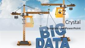  Presentation with crane - Slide set featuring concept with crane lifting letters background and a light blue colored foreground