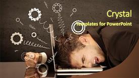  Presentation with 3d illustration abstract concept - PPT layouts featuring concept with cranks cog wheels background and a tawny brown colored foreground