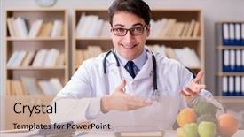  Presentation with fruits - Presentation theme consisting of concept with fruits and vegetable background and a soft green colored foreground