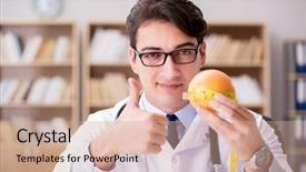  Presentation with fruits - PPT theme with concept with fruits and vegetable background and a  colored foreground