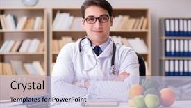  Presentation with frame of fruits and vegetables - Slide set consisting of concept with fruits and vegetables background and a light blue colored foreground