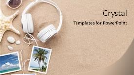  Presentation with music headphones - Colorful theme enhanced with concept with headphones sunglasses seashell backdrop and a lemonade colored foreground