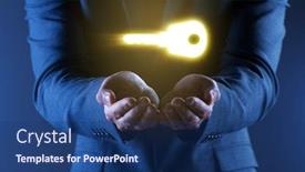  Presentation with success - Slide deck consisting of concept-with-key-to-success background and a ocean colored foreground