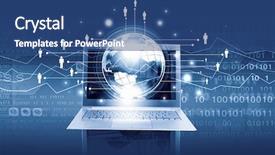  Presentation with internet - Amazing slide deck having concept with laptop and digital backdrop and a  colored foreground