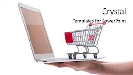  Presentation with shopping trolley - Presentation consisting of concept with laptop and trolley background and a white colored foreground
