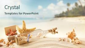  Presentation with starfish - PPT layouts enhanced with concept with letter in bottle background and a lemonade colored foreground