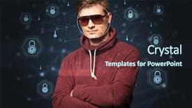  Presentation with facial recognition - Audience pleasing presentation theme consisting of concept with mesh and lock backdrop and a wine colored foreground