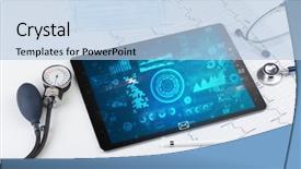  Presentation with medical technology - PPT layouts consisting of test logiciel - report and cell composition concept background and a light blue colored foreground