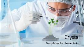  Presentation with biotechnology lab - Amazing presentation theme having concept with scientist in lab backdrop and a light blue colored foreground