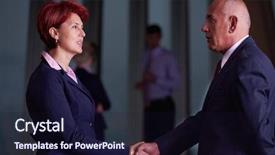  Presentation with hand shake office - PPT theme with concept with senior business man background and a wine colored foreground