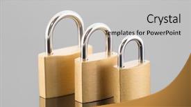  Presentation with security - Cool new PPT theme with concept with three metal padlock backdrop and a light gray colored foreground